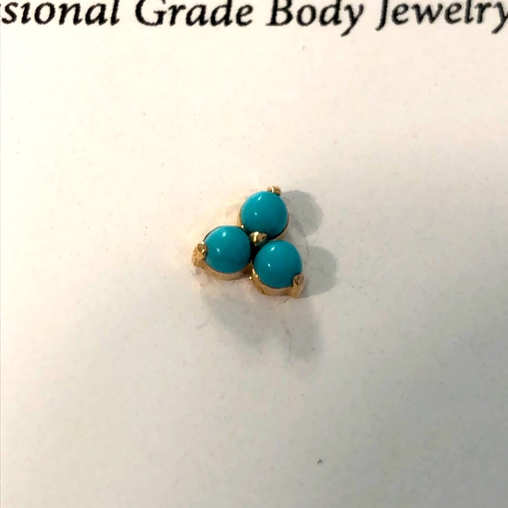 Anatometal 18K solid gold threaded end turquoise